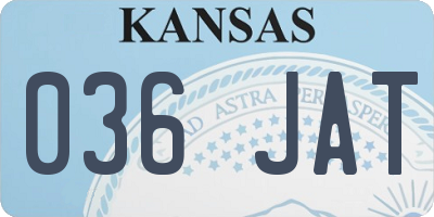 KS license plate 036JAT