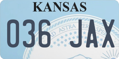 KS license plate 036JAX