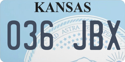 KS license plate 036JBX
