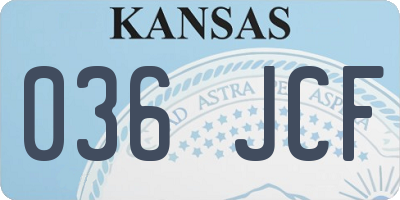 KS license plate 036JCF