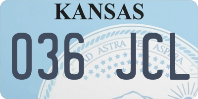 KS license plate 036JCL