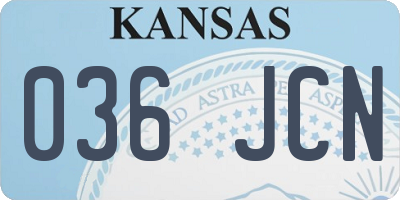 KS license plate 036JCN