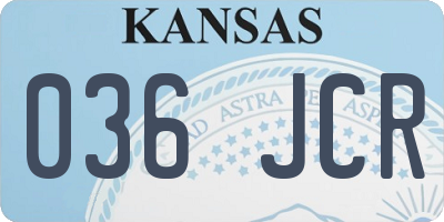 KS license plate 036JCR