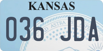 KS license plate 036JDA