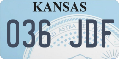 KS license plate 036JDF