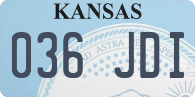 KS license plate 036JDI