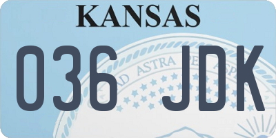 KS license plate 036JDK