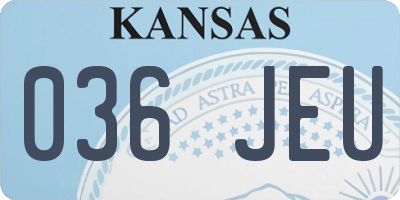 KS license plate 036JEU