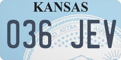 KS license plate 036JEV