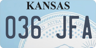 KS license plate 036JFA