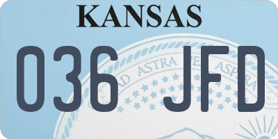 KS license plate 036JFD