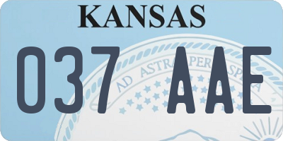 KS license plate 037AAE