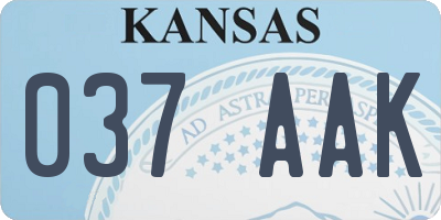 KS license plate 037AAK