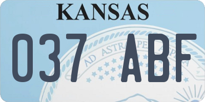 KS license plate 037ABF