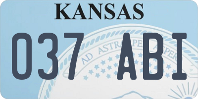 KS license plate 037ABI