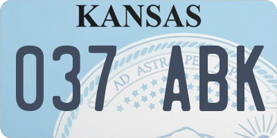 KS license plate 037ABK