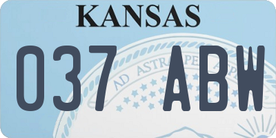KS license plate 037ABW