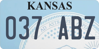 KS license plate 037ABZ