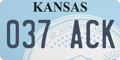 KS license plate 037ACK