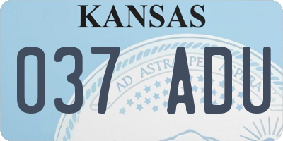 KS license plate 037ADU