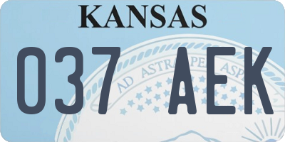 KS license plate 037AEK