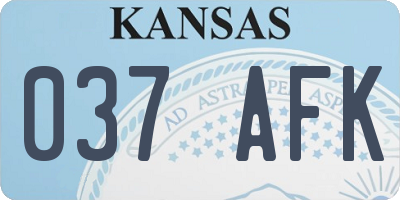 KS license plate 037AFK