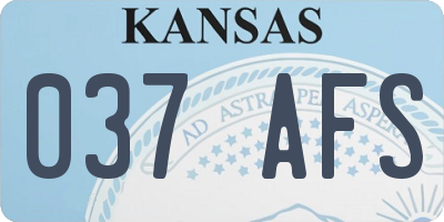 KS license plate 037AFS