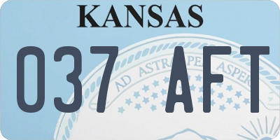 KS license plate 037AFT