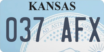 KS license plate 037AFX