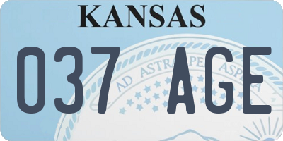 KS license plate 037AGE