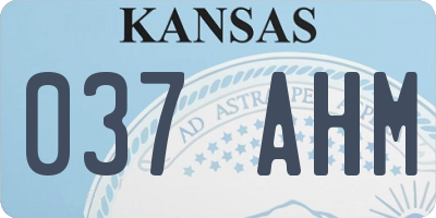 KS license plate 037AHM