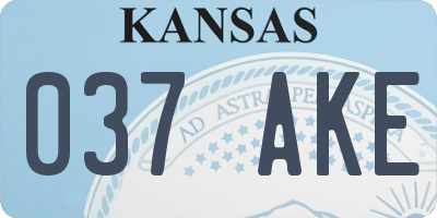 KS license plate 037AKE