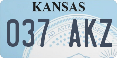 KS license plate 037AKZ