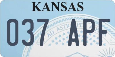 KS license plate 037APF