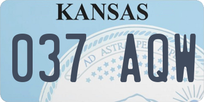 KS license plate 037AQW