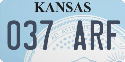 KS license plate 037ARF