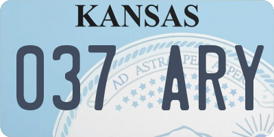 KS license plate 037ARY