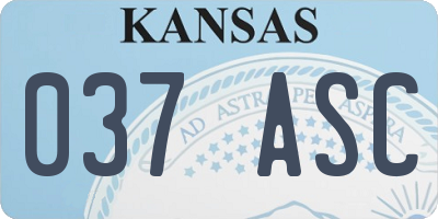 KS license plate 037ASC