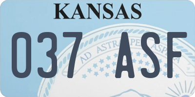 KS license plate 037ASF