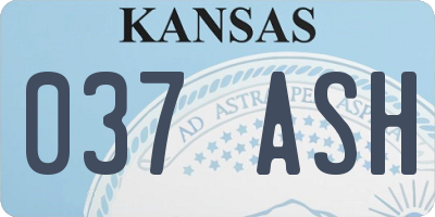 KS license plate 037ASH