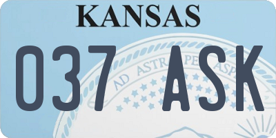 KS license plate 037ASK