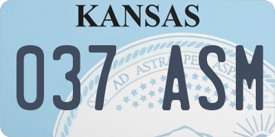 KS license plate 037ASM