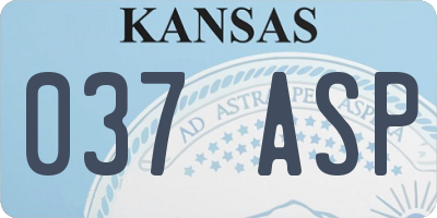 KS license plate 037ASP