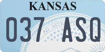 KS license plate 037ASQ