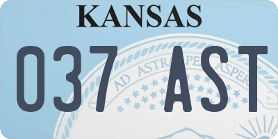 KS license plate 037AST