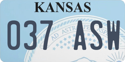 KS license plate 037ASW