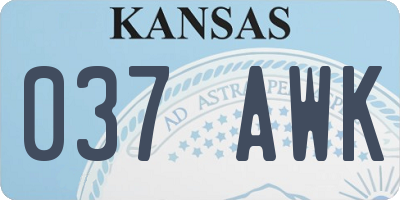 KS license plate 037AWK