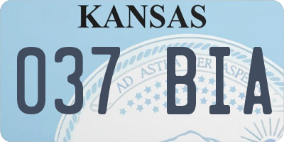 KS license plate 037BIA