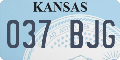 KS license plate 037BJG