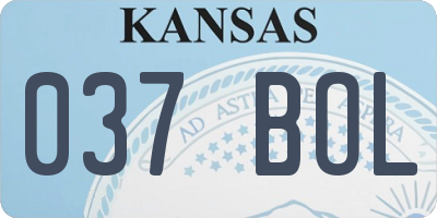 KS license plate 037BOL